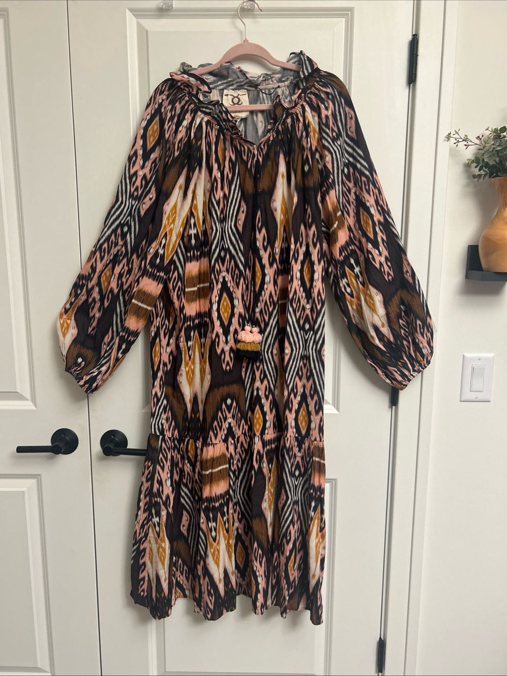 NWT $595 FIGUE size XL Magnolia Maxi Dress NO BELT Tassel Ties